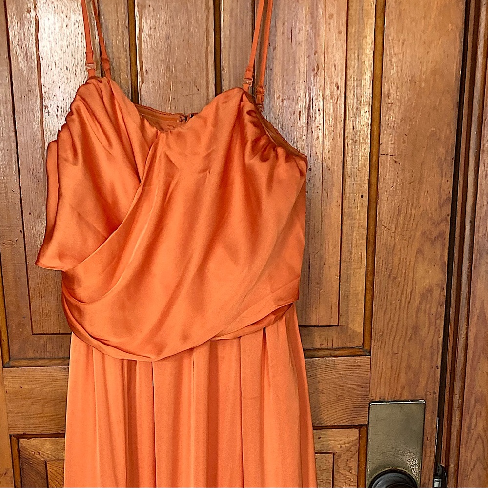 Burnt Orange Size 14 Target Rayon Dress, can go strapless, and has pockets!!